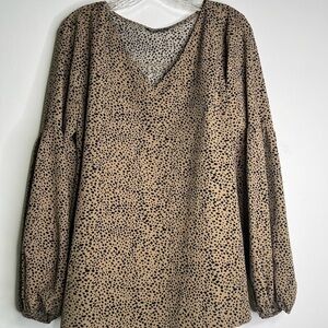 Shein Vneck Blouse Shirt Large Animal Print